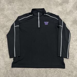 Under Armour Washington Huskies 1/4 Zip Pullover Sweater Mens Size Large Black